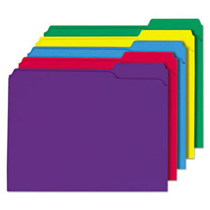 Picture of Reinforced Top-Tab File Folders, 1/3-Cut Tabs, Letter Size, Assorted, 100/BoxUNV-16166