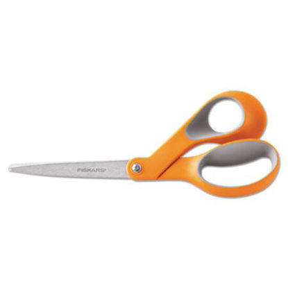 Picture of Home and Office Scissors, 8" Long, 3.5" Cut Length, Orange/Gray Offset HandleFSK-01009881