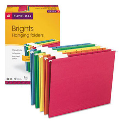 Picture of Colored Hanging File Folders, Letter Size, 1/5-Cut Tab, Assorted, 25/BoxSMD-64059