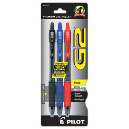 Picture of G2 Premium Gel Pen, Retractable, Fine 0.7 mm, Assorted Ink Colors, Smoke Barrel, 3/PackPIL-31023