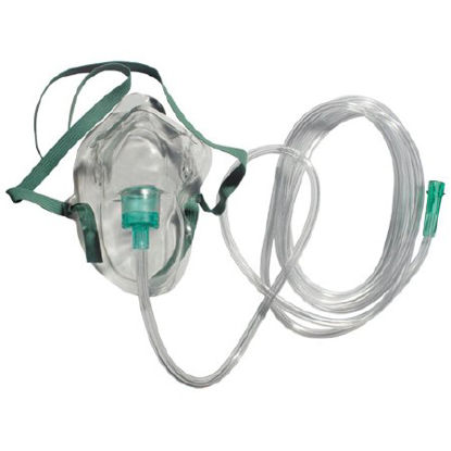 Picture of Oxygen Mask Elongated Style Adult One Size Fits Most Adjustable Head Strap / Nose ClipRES2100