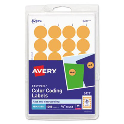 Picture of Printable Self-Adhesive Removable Color-Coding Labels, 0.75" dia., Neon Orange, 24/Sheet, 42 Sheets/Pack, (5471)AVE-05471