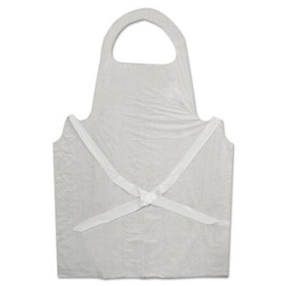 Picture of Disposable Apron, White, Poly, 28 x 45, 1.25 mil, One Size, 100/PkGN1390