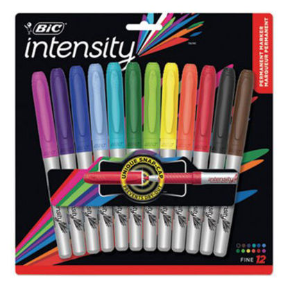 Picture of Intensity Fine Tip Permanent Marker, Fine Bullet Tip, Assorted Colors, 12/SetBIC-GPMAP12ASST