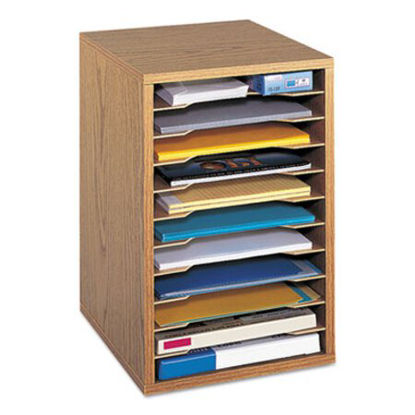 Picture of Wood Vertical Desktop Sorter, 11 Sections 10 5/8 x 11 7/8 x 16, Medium OakSAF-9419MO
