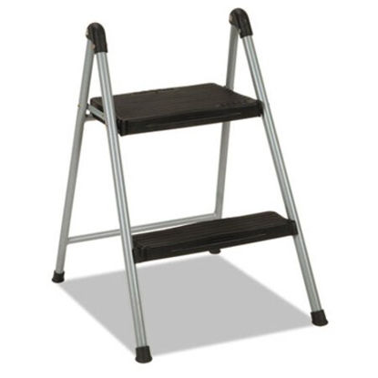 Picture of Folding Step Stool, 2-Step, 200 lb Capacity, 16.9" Working Height, Platinum/BlackCSC-11024PBL1E