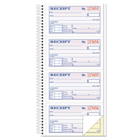 Picture of Money/Rent Receipt Spiral Book, 2-3/4 x 4 3/4, 2-Part Carbonless, 200 Sets/BookTOP-4161