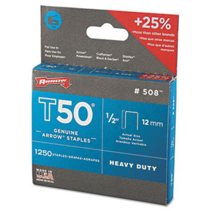 Picture of T50 Heavy Duty Staples, 0.5" Leg, 0.38" Crown, Steel, 1,250/PackARR-50824