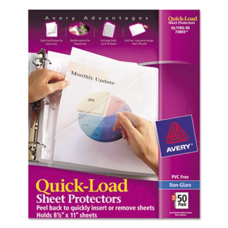 Picture of Quick Top and Side Loading Sheet Protectors, Letter, Non-Glare, 50/BoxAVE-73803
