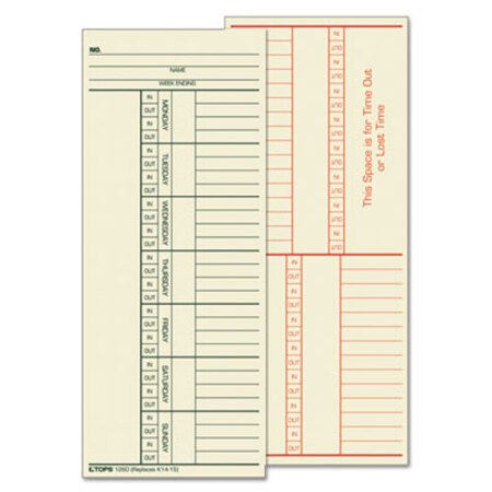 Picture of Time Card for Cincinnati, Named Days, Two-Sided, 3 3/8 x 8 1/4, 500/BoxTOP-1260