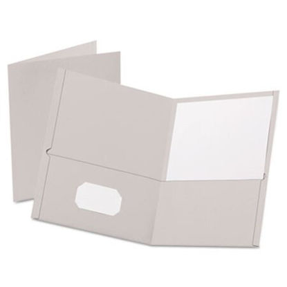 Picture of Twin-Pocket Folder, Embossed Leather Grain Paper, Gray, 25/BoxOXF-57505