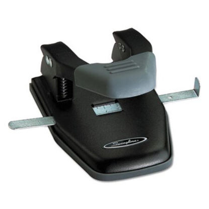 Picture of 28-Sheet Comfort Handle Steel Two-Hole Punch, 1/4" Holes, Black/GraySWI-74050