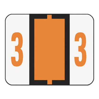 Picture of Numerical End Tab File Folder Labels, 3, 1 x 1.25, White, 500/RollSMD-67373