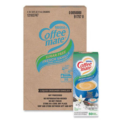Picture of Liquid Coffee Creamer, Sugar-Free French Vanilla, 0.38 oz Mini Cups, 50/Box, 4 Boxes/Carton, 200 Total/CartonNES-91757CT