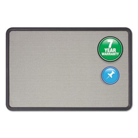 Picture of Contour Fabric Bulletin Board, 36 x 24, Gray Surface, Black Plastic FrameQRT-7693G