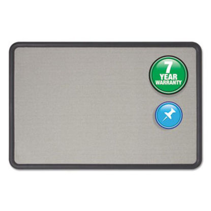 Picture of Contour Fabric Bulletin Board, 36 x 24, Gray Surface, Black Plastic FrameQRT-7693G