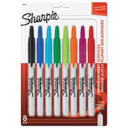 Picture of Retractable Permanent Marker, Fine Bullet Tip, Assorted Colors, 8/SetSAN-32730PP