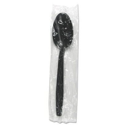 Picture of Heavyweight Wrapped Polypropylene Cutlery, Teaspoon, Black, 1,000/CartonBWK-TSHWPPBIW