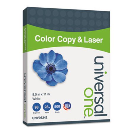 Picture of Deluxe Color Copy and Laser Paper, 98 Bright, 28 lb, 8.5 x 11, White, 500/ReamUNV-96242