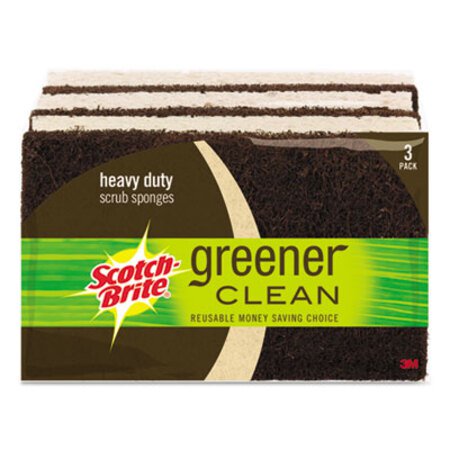 Picture of Greener Clean Heavy-Duty Scrub Sponge, 2 7/10 x .75 x 4 3/5, Brown, 3/PackMMM-87033