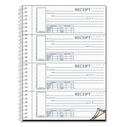 Picture of Spiralbound Unnumbered Money Receipt Book, 7 x 2 3/4, Three-Part, 120 Sets/BookRED-S16444WCL