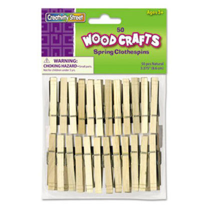 Picture of Wood Spring Clothespins, 3.38 Length, 50 Clothespins/PackCKC-365801