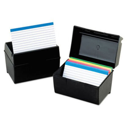 Picture of Plastic Index Card File, Holds 300 3 x 5 Cards, 5.63 x 3.63 x 3.63, BlackOXF-01351