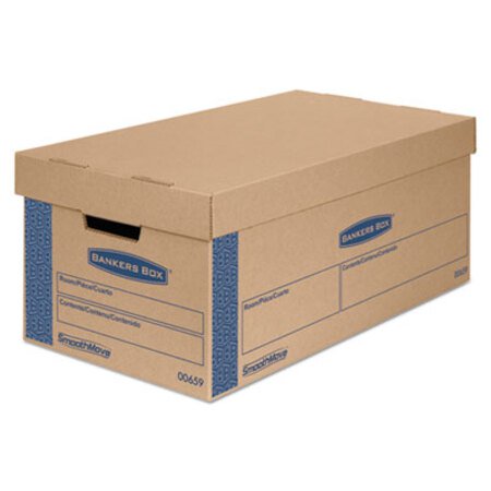 Picture of SmoothMove Prime Moving and Storage Boxes, Small, Half Slotted Container (HSC), 24" x 12" x 10", Brown Kraft/Blue, 8/CartonFEL-0065901