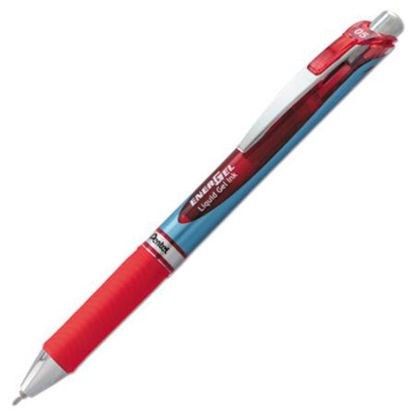 Picture of EnerGel RTX Gel Pen, Retractable, Fine 0.5 mm Needle Tip, Red Ink, Silver/Red BarrelPEN-BLN75B