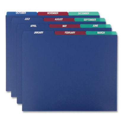 Picture of Poly Top Tab File Guides, 1/3-Cut Top Tab, January to December, 8.5 x 11, Assorted Colors, 12/SetPFX-40144