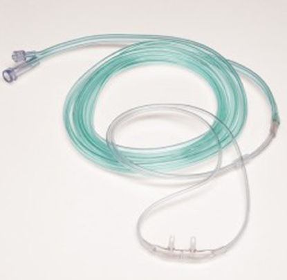 Picture of ETCO2 Nasal Sampling Cannula with O2 Delivery One Nare O2 / One Nare Sampled Salter-Style® Adult Curved Prong / NonFlared Tip4707F-14-14-25