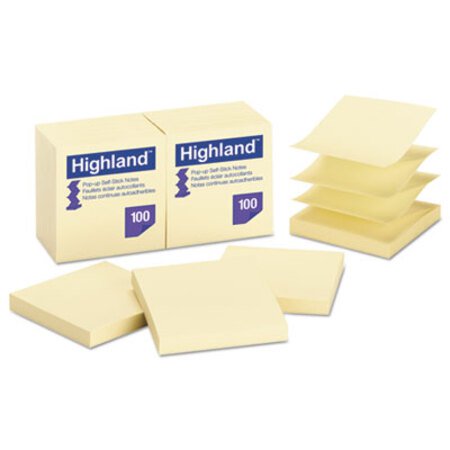 Picture of Self-Stick Pop-Up Notes, 3 x 3, Yellow, 100-Sheet, 12/PKMMM-6549PUY