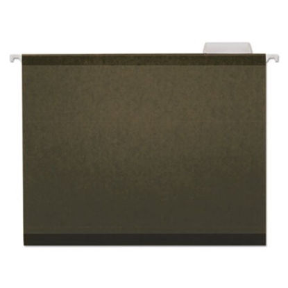 Picture of Deluxe Reinforced Recycled Hanging File Folders, Letter Size, 1/5-Cut Tab, Standard Green, 25/BoxUNV-24115