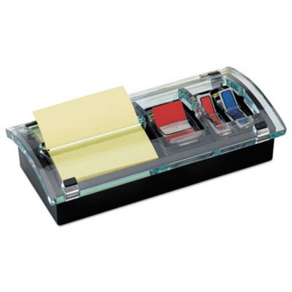 Picture of Note and Flag Dispenser, 3 x 3 Canary Notes and Assorted Flags, Black/ClearMMM-DS100