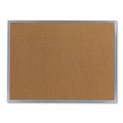 Picture of Bulletin Board, Natural Cork, 24 x 18, Satin-Finished Aluminum FrameUNV-43612