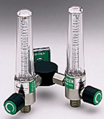 Picture of Timeter® Sure Grip Oxygen Flowmeter Dual with Y Bar 0 - 15 LPM DISS Outlet Ohmeda Adapter15004-03Y