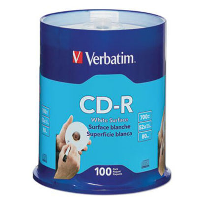 Picture of CD-R Discs, 700MB/80min, 52x, Spindle, White, 100/PackVER-94712