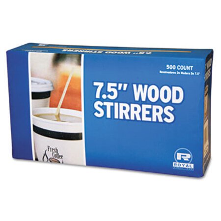 Picture of Wood Coffee Stirrers, 7 1/2" Long, Woodgrain, 500 Stirrers/Box, 10 Boxes/CartonRPP-R825CT