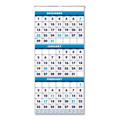 Picture of Recycled Three-Month Format Wall Calendar, 12.25 x 26, 14-Month, 2021-2023HOD-3640