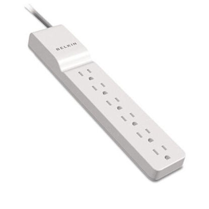 Picture of Home/Office Surge Protector w/Rotating Plug, 6 Outlets, 8 ft Cord, 720J, WhiteBLK-BE10600008R