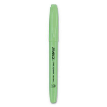 Picture of Pocket Highlighters, Fluorescent Green Ink, Chisel Tip, Green Barrel, DozenUNV-08852