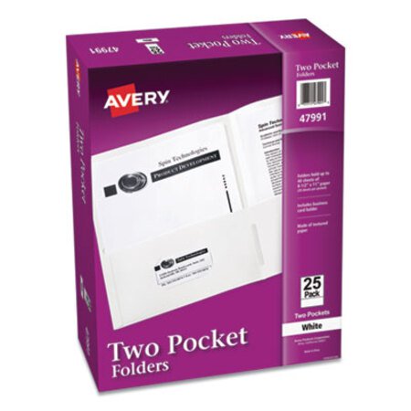 Picture of Two-Pocket Folder, 40-Sheet Capacity, White, 25/BoxAVE-47991