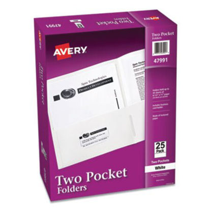 Picture of Two-Pocket Folder, 40-Sheet Capacity, White, 25/BoxAVE-47991