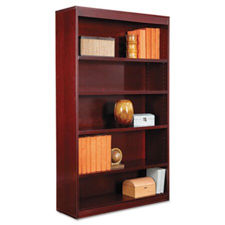 Picture of Square Corner Wood Veneer Bookcase, Five-Shelf, 35.63"w x 11.81"d x 60"h, MahoganyALE-BCS56036MY