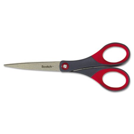 Picture of Precision Scissors, Pointed Tip, 7" Long, 2.5" Cut Length, Gray/Red Straight HandleMMM-1447