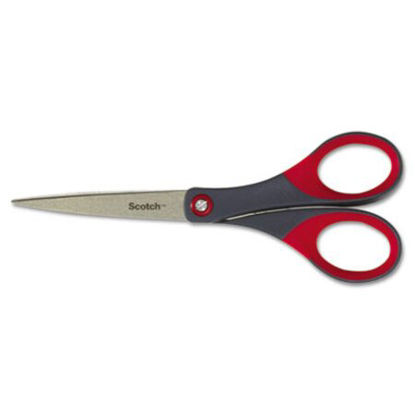 Picture of Precision Scissors, Pointed Tip, 7" Long, 2.5" Cut Length, Gray/Red Straight HandleMMM-1447