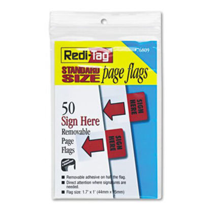 Picture of Removable/Reusable Page Flags, "Sign Here", Red, 50/PackRTG-76809