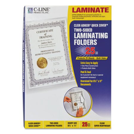 Picture of Quick Cover Laminating Pockets, 12 mil, 9.13" x 11.5", Gloss Clear, 25/BoxCLI-65187