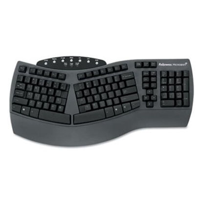 Picture of Ergonomic Split-Design Keyboard w/Antimicrobial Protection, 105 Keys, BlackFEL-98915