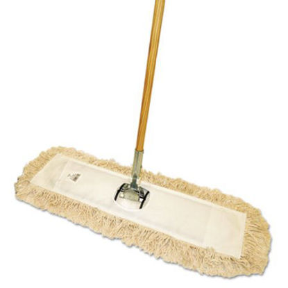 Picture of Cotton Dry Mopping Kit, 24 x 5 Natural Cotton Head, 60" Natural Wood HandleBWK-M245C